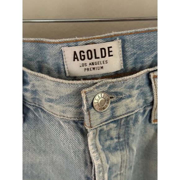 AGOLDE Women's Light Wash Distressed Denim Cutoff Shorts Size 29 - Picture 2 of 6